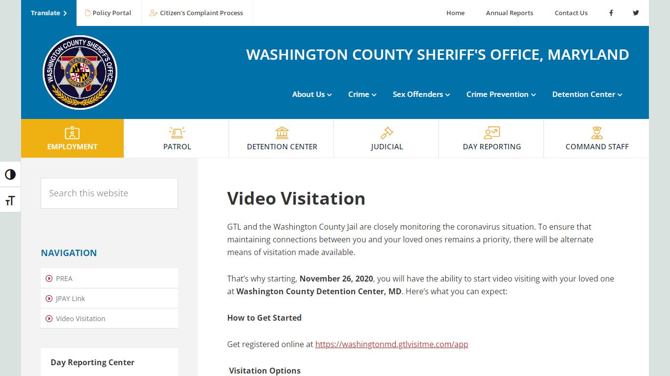 Video Visitation - Washington County Sheriff's Office